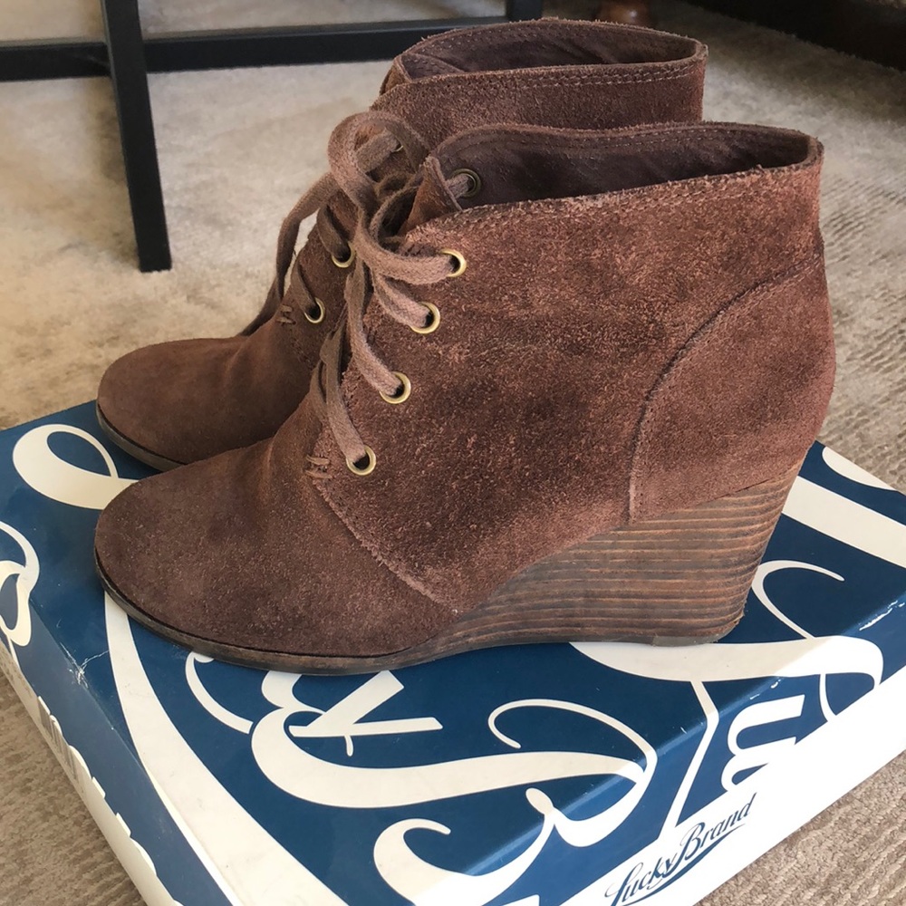 Suede Wedge Booties